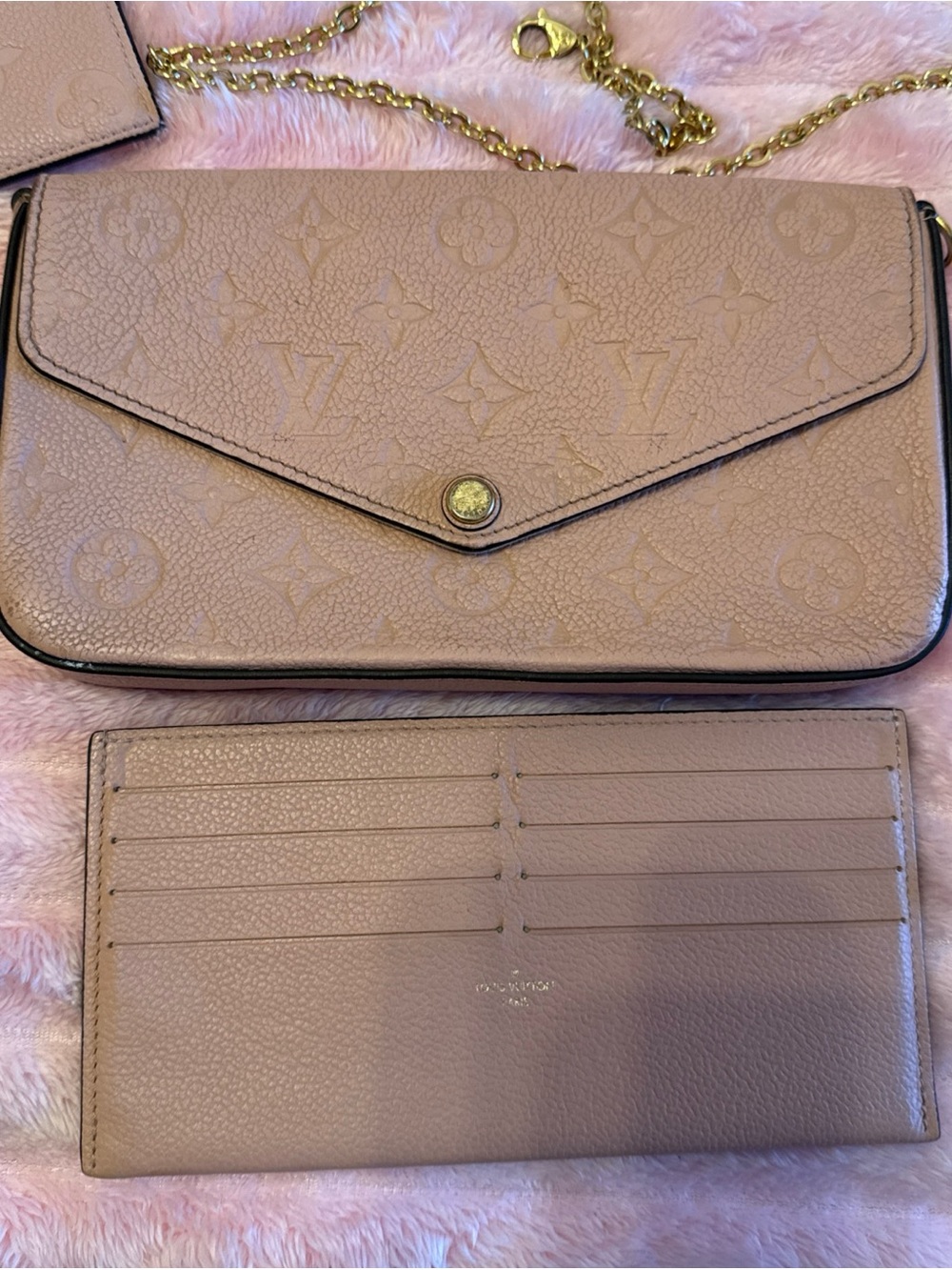 Louis Vuitton Taupe Monogram Envelope Crossbody with Gold Chain